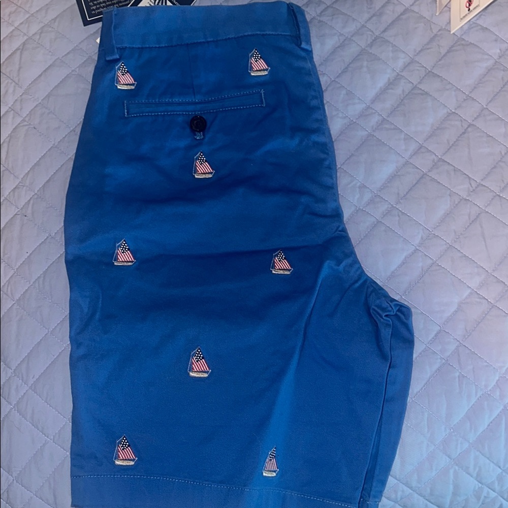 Blue Embroidered Men's Shorts